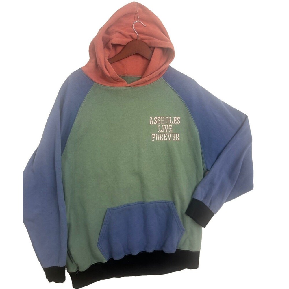 ALF Colorblock Hoodie XL Green Blue Rust Graphic Pullover